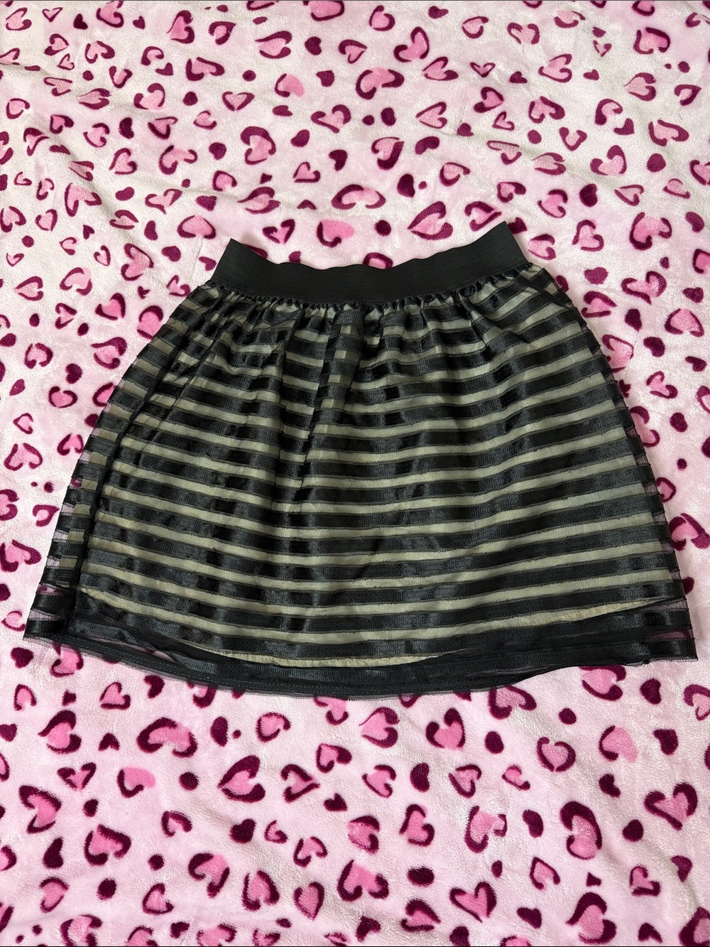 Vintage Forever 21 Black Striped Mesh A-line Skirt